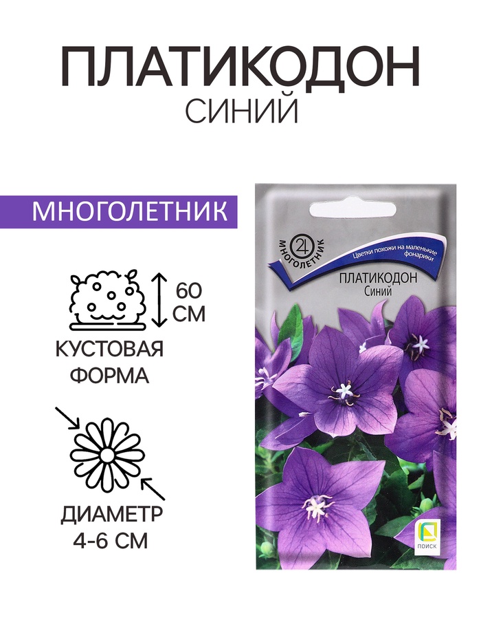 Семена цветов Платикодон «Синий», 0.1 г, «Поиск»
