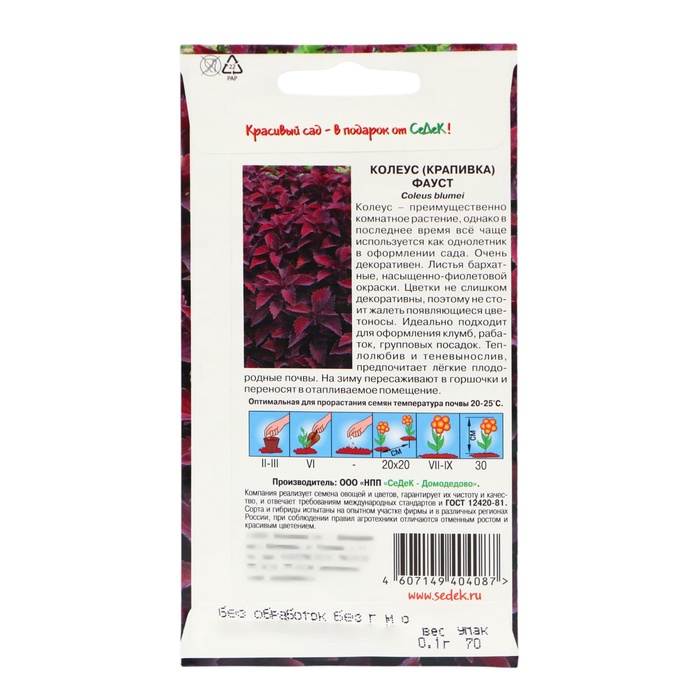 Семена цветов Колеус