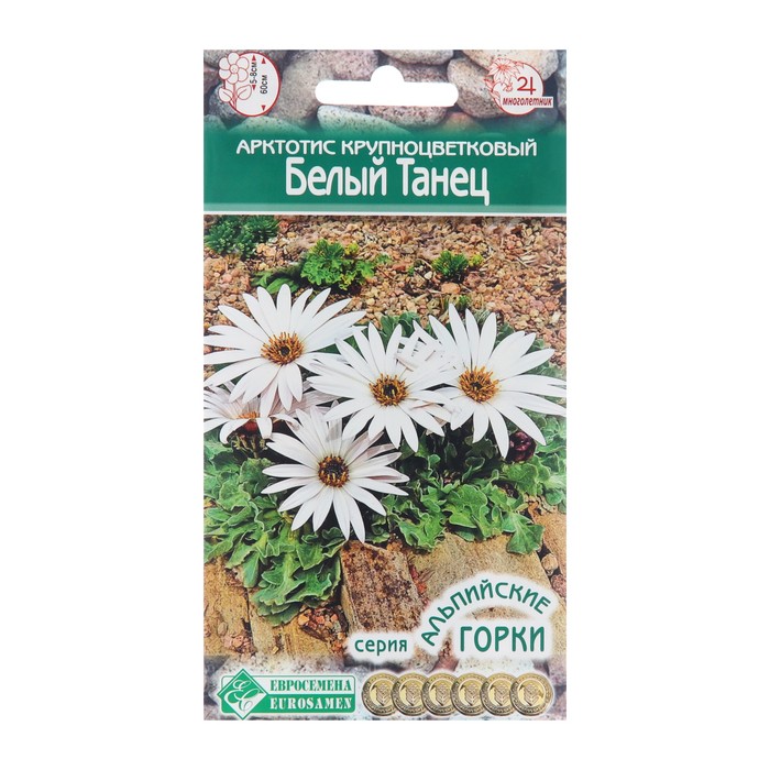 Семена цветов арктотис крупноцветковый «Белый Танец», многолетник, для альпийских горок, 10 шт.
