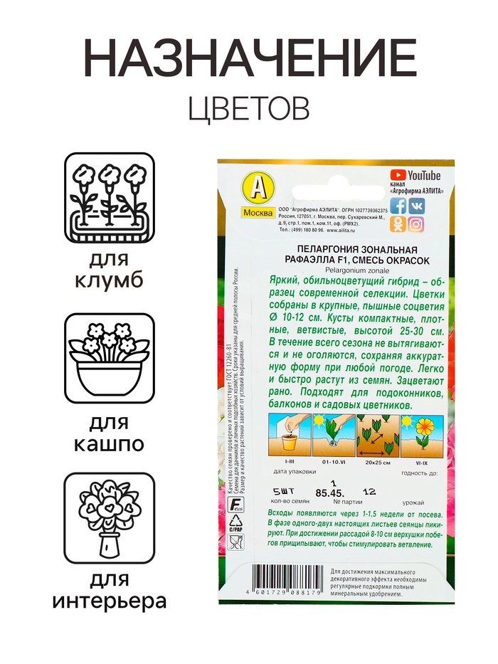 Семена комнатных цветов Пеларгония