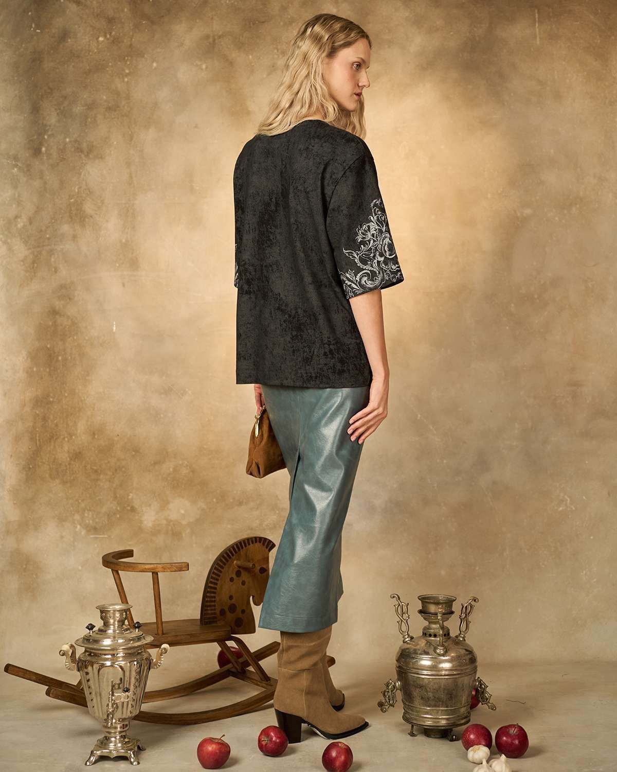 Футболка варёнка с шёлковой вставкой FRK001