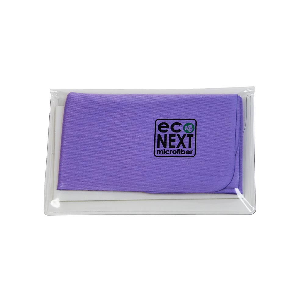 Салфетка для очков из микрофибры в прозрачной упаковке EcoNext, Салфетка для очков из микрофибры