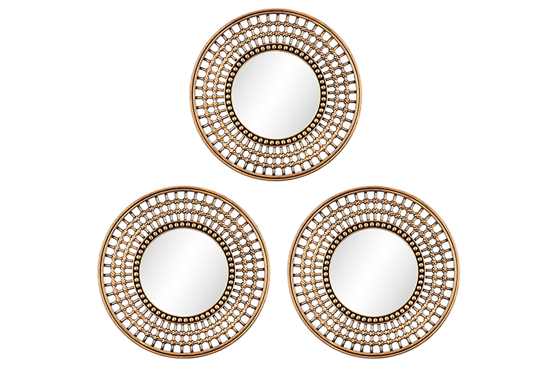 БЫЛО 730р! Набор из 3-х интерьерных зеркал, 24,5*24,5*1,5 см с подвесом. пластик