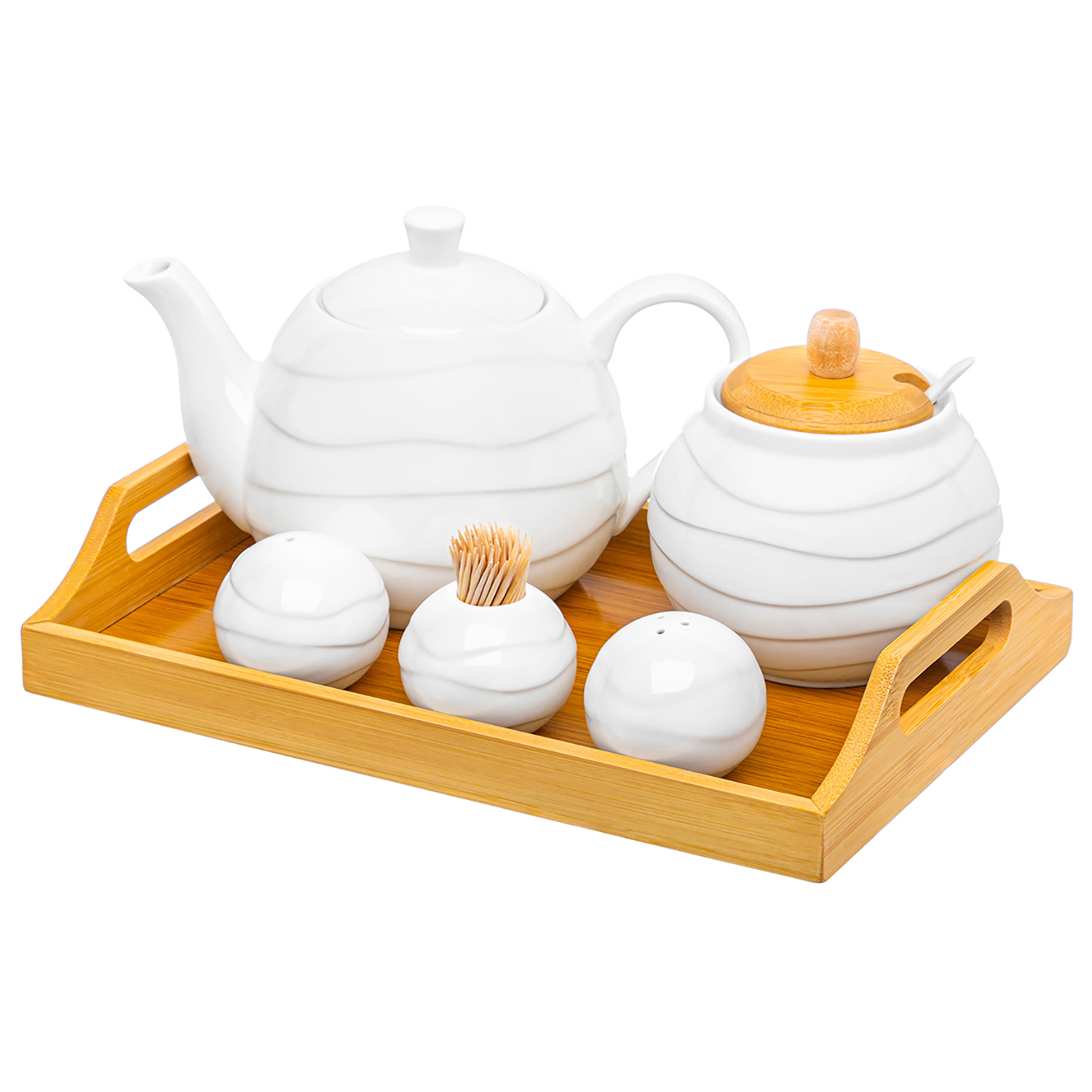 БЫЛО 2792р! Набор-чайник+сахарница+вазочка под зубочистки+набор для спец. 2 пр.