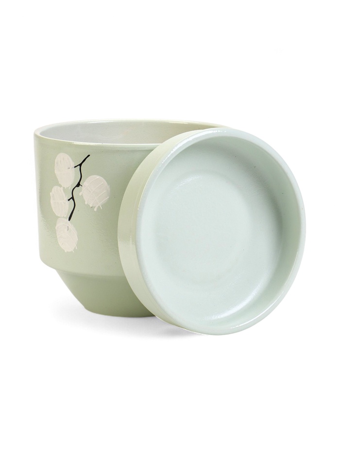 Горшок для цветов «Листья», 3.4 л, d=18.5 см, h=18 см, керамический, с поддоном