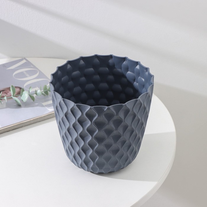 Горшок для цветов с поддоном «Wave», 2.5 л, d=17.5 см, серый