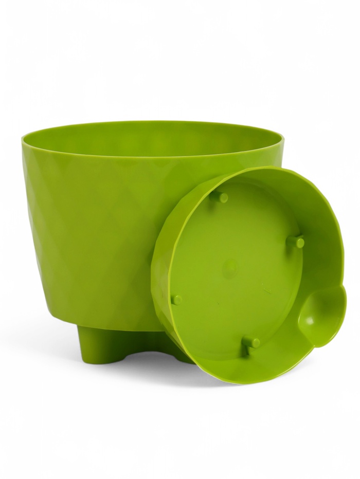 Горшок для цветов, с прикорневым поливом «Румба», 1 л, d=13.5 см, h=12 см, пластик, с поддоном, цвет киви