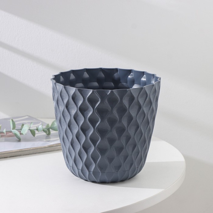 Горшок для цветов с поддоном «Wave», 2.5 л, d=17.5 см, серый