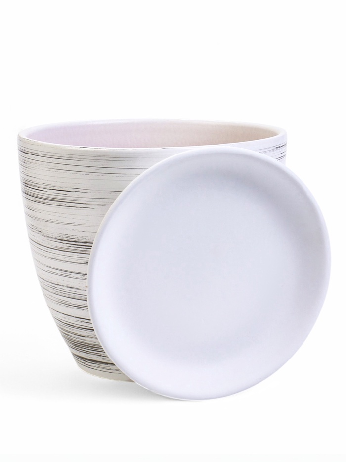 Горшок для цветов «День», 5 л, d=23 см, h=21 см, керамика, с поддоном, белый