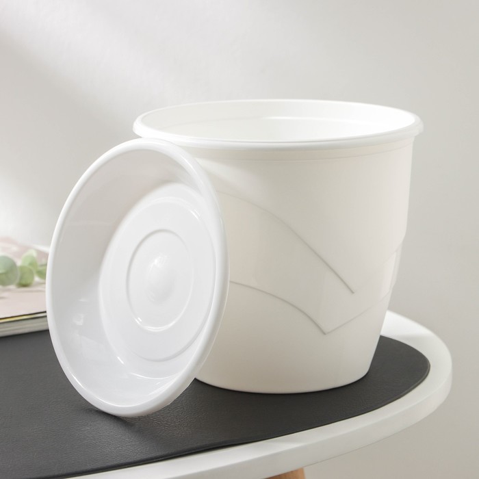 Горшок для цветов с поддоном «Венеция», 2 л, d=16 см, белый