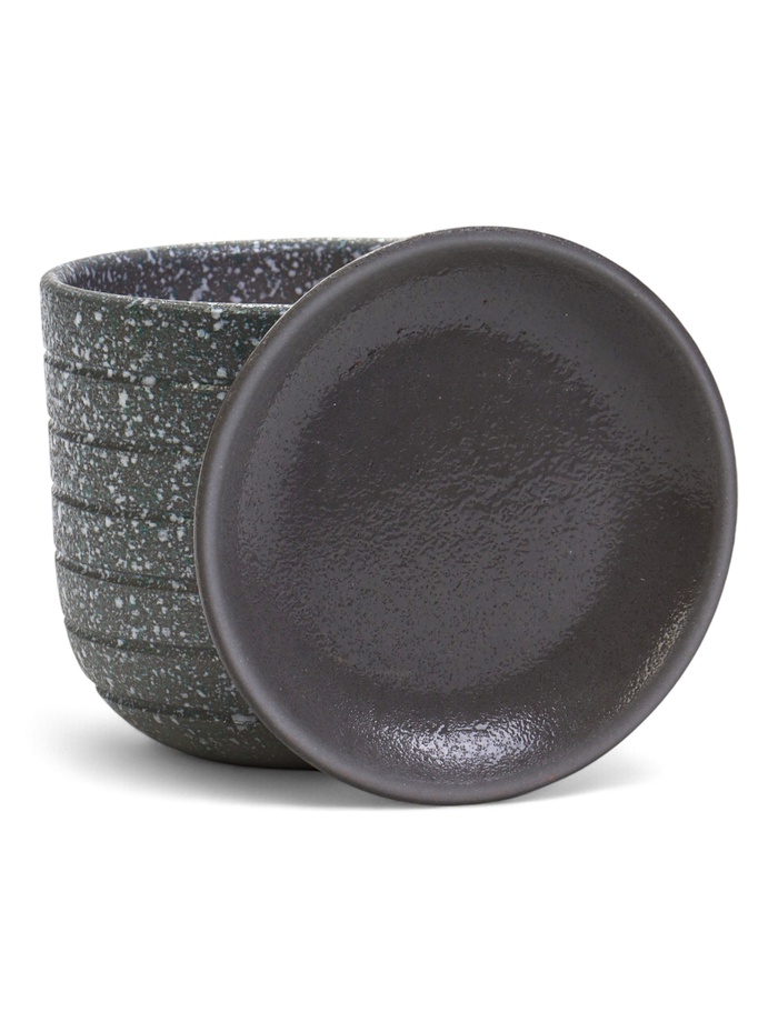 Горшок для цветов «Пряности», 800 мл, d=12 см, h=10.5 см, керамический, с поддоном, серый