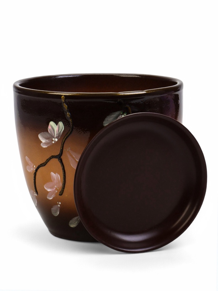 Горшок для цветов «Миндаль», 2.5 л, d=18.5 см, h=16.5 см, с поддоном, керамика, коричневый