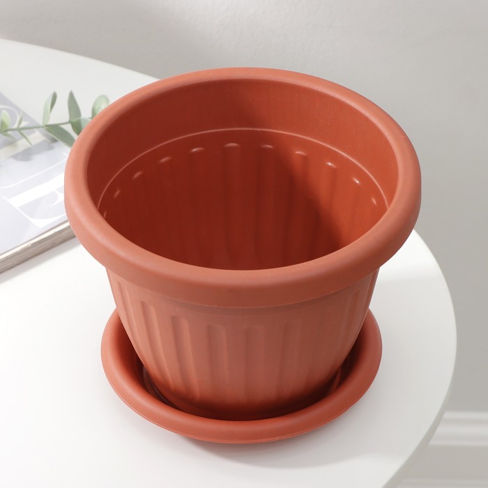 Горшок для цветов с поддоном «Сильвер ЭКО», 1.9 л, d=18 см, цвет терракотовый