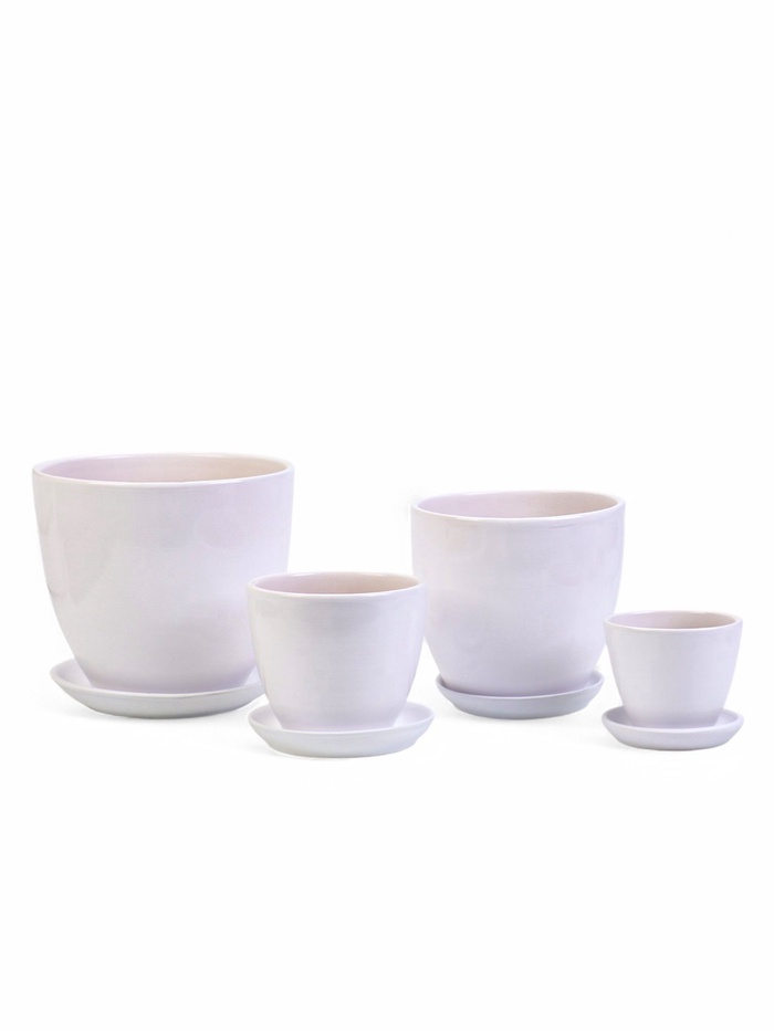 Горшок для цветов «Белый», керамика, с поддоном, набор 4 шт.: 400 мл, 1 л, 2.5 л, 5 л