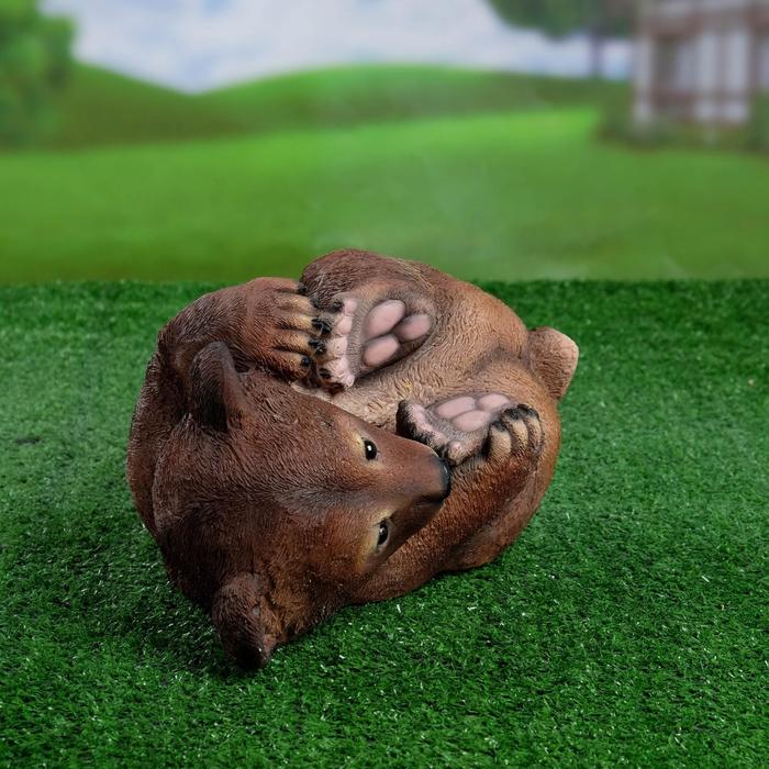 Садовая фигура из полистоуна «Мишка на боку», 28×21×16.5 см