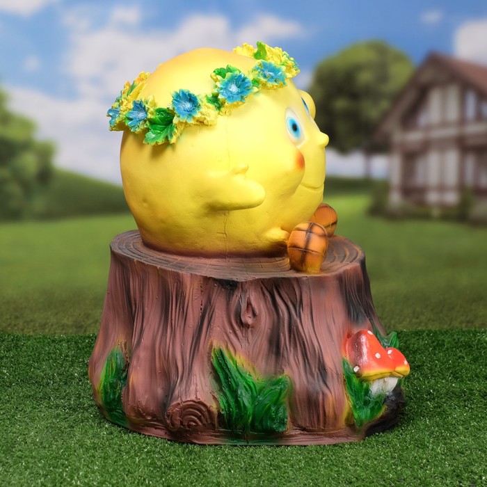 Садовая фигура из полистоуна «Колобок на пеньке», 40×33 см