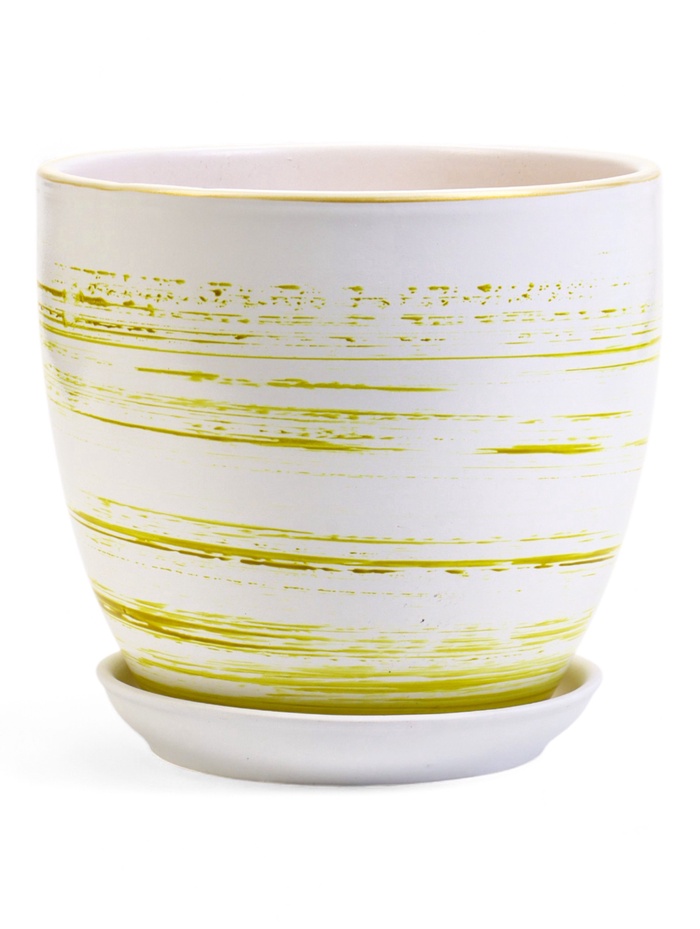 Горшок для цветов «Тропики », 2.5 л, d=18.5 см, h=16 см, с поддоном, керамика, белый