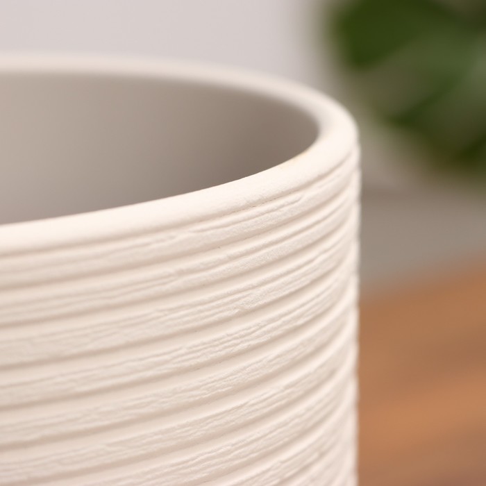 Горшок для цветов «Лоза», 2.9 л, d=18.5 см, h=16 см, керамика, с поддоном, бежевый