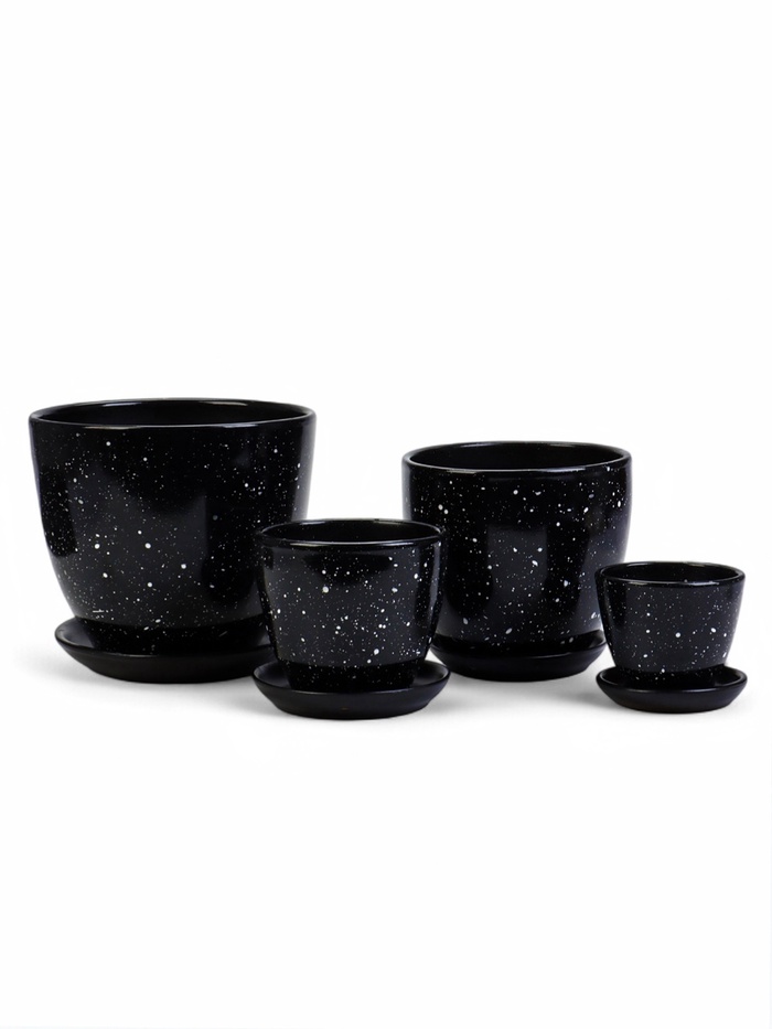 Горшок для цветов «Гранит», керамика, с поддоном, набор 4 шт.: 400 мл, 1 л, 2.5 л, 5 л