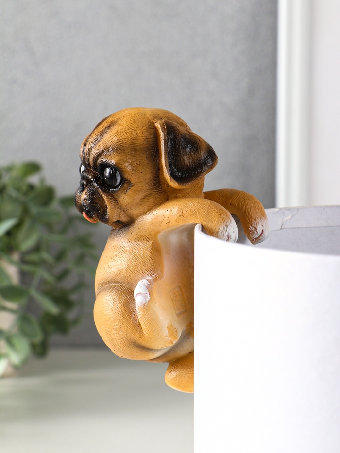 Фигурка для флорариума «Маленький мопс», декор на кашпо, 6.5×7×11.5 см