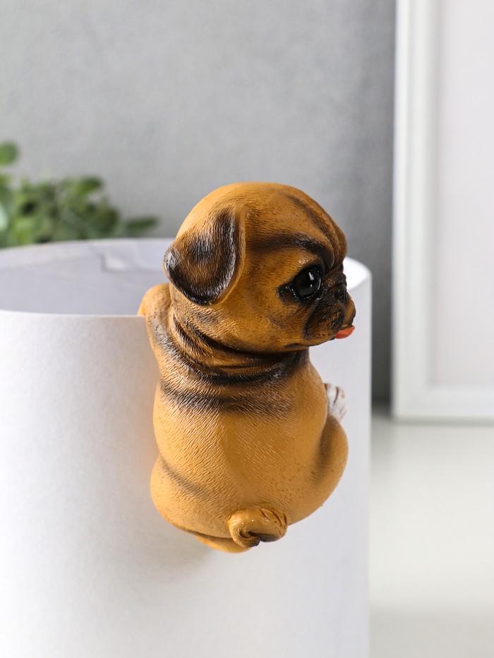 Фигурка для флорариума «Маленький мопс», декор на кашпо, 6.5×7×11.5 см