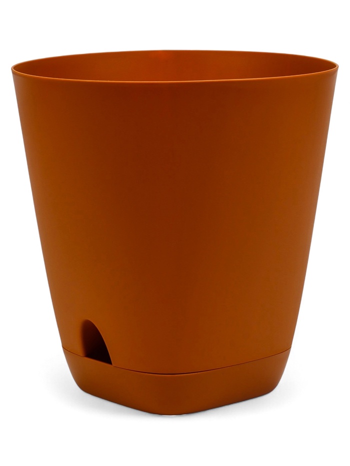 Горшок для цветов «Гранд», 8 л, d=24 см, h=25 см, пластиковый, с прикорневым поливом, коричневый