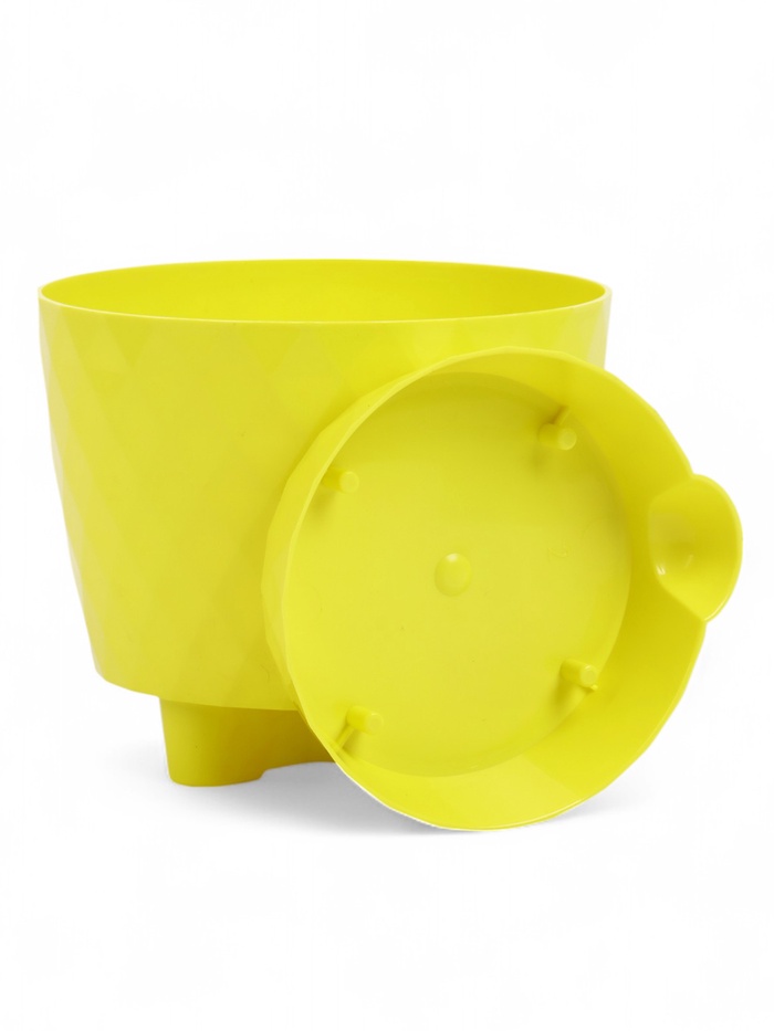 Горшок для цветов, с прикорневым поливом «Румба», 1 л, d=13.5 см, h=12 см, пластик, с поддоном, цвет лимон