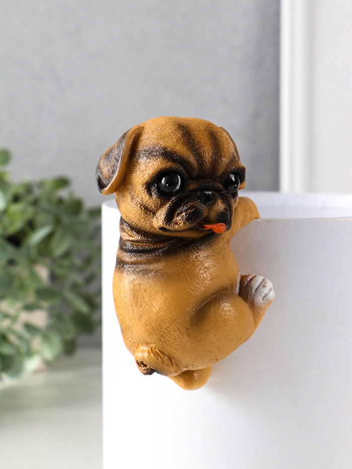 Фигурка для флорариума «Маленький мопс», декор на кашпо, 6.5×7×11.5 см