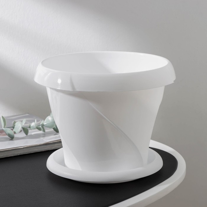 Горшок для цветов с поддоном «Флориана», 2.8 л, d=20 см, h=18.2 см, белый