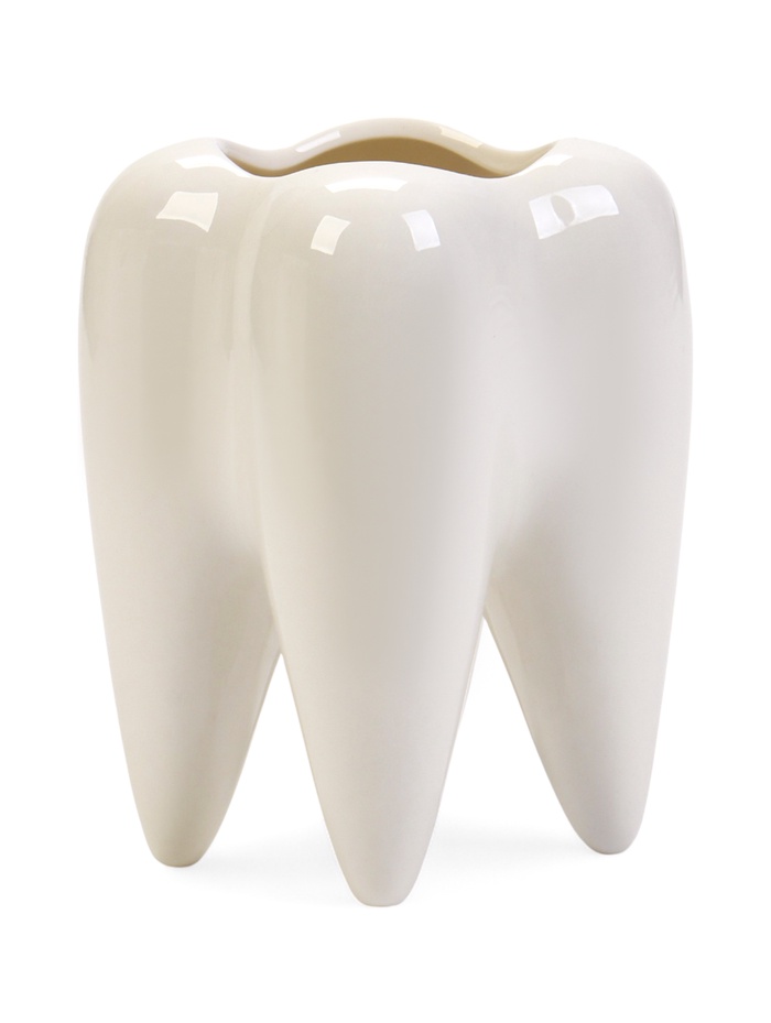 Декоративное кашпо для цветов «Зуб мудрости», 180 мл, 3.2×2.8×3.9 см, керамическое, белое