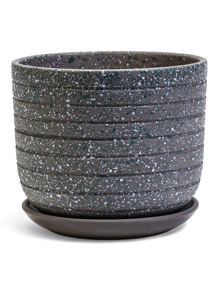 Горшок для цветов «Пряности», 1.6 л, d=15.5 см, h=12.5 см, керамический, с поддоном, серый