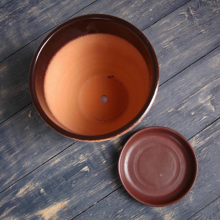 Горшок для цветов «Ленок», 2.5 л, d=19 см, h=18 см, керамический, с поддоном