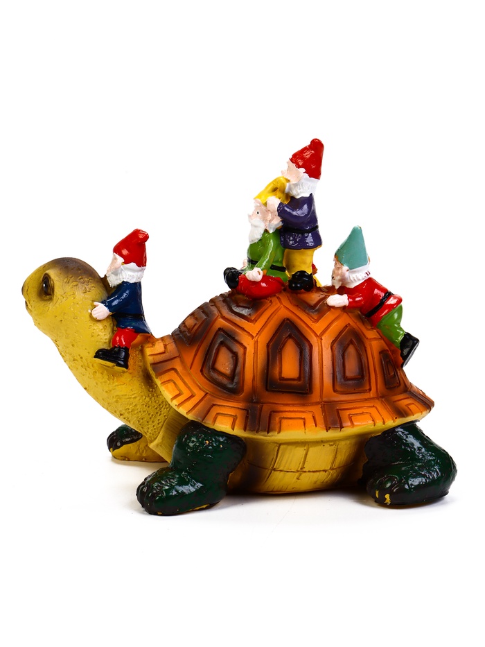 Садовая фигура из полистоуна «Черепаха с гномами», 18×11×14 см, Greengo
