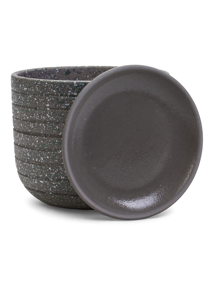 Горшок для цветов «Пряности», 1.6 л, d=15.5 см, h=12.5 см, керамический, с поддоном, серый