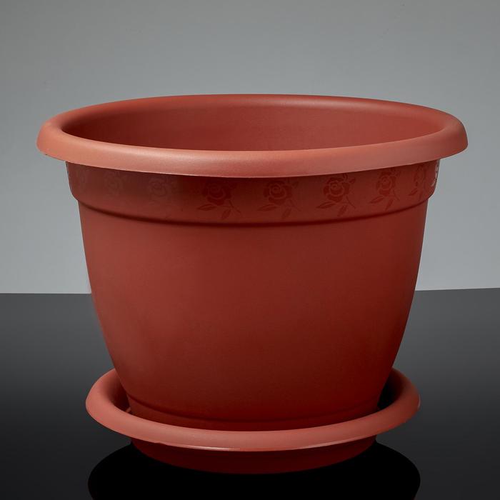 Горшок для цветов с поддоном «Борнео», 25.8 л, пластиковый, цвет терракотовый