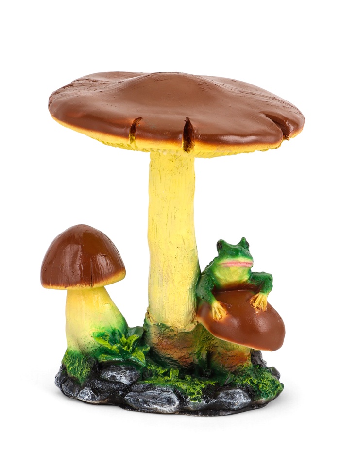Садовая фигура из полистоуна «Гриб тройной с лягушкой», h=35 см