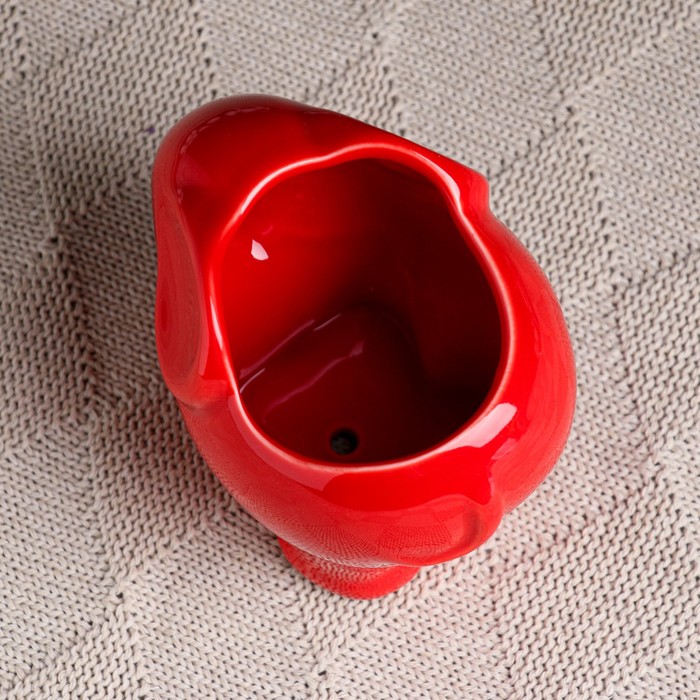 Декоративный горшок для цветов «Слоник», 350 мл, 12×8.5×10 см, керамический, красный