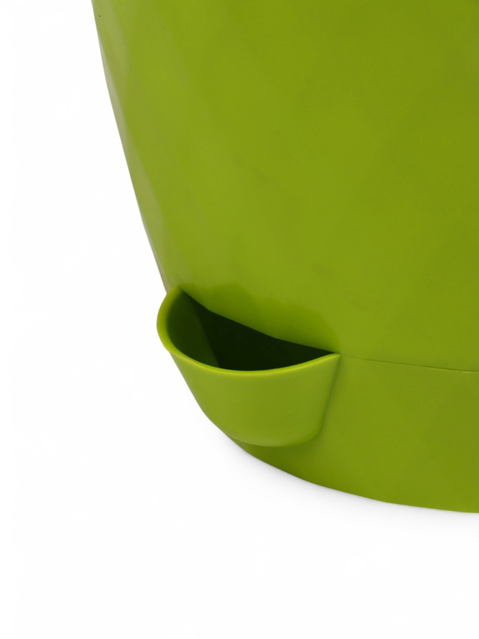 Горшок для цветов, с прикорневым поливом «Румба», 1 л, d=13.5 см, h=12 см, пластик, с поддоном, цвет киви