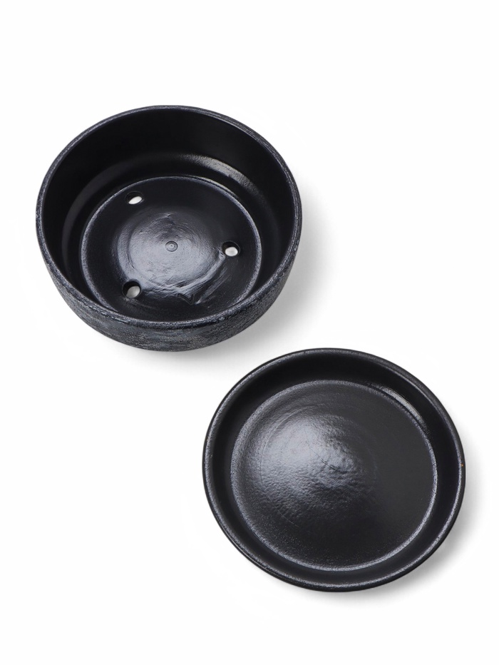 Горшок - бонсайница «Сиде», для кактусов и суккулентов, 600 мл, d=15 см, h=5.5 см, керамика, с поддоном, пепельный