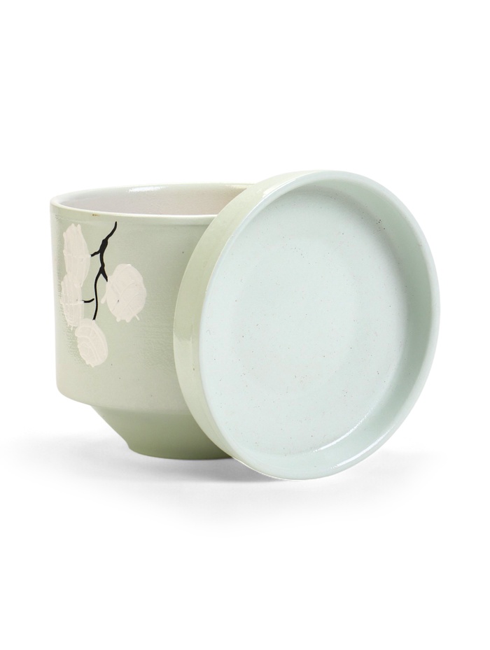 Горшок для цветов «Листья», 1.7 л, d=15.5 см, h=15 см, керамический, с поддоном