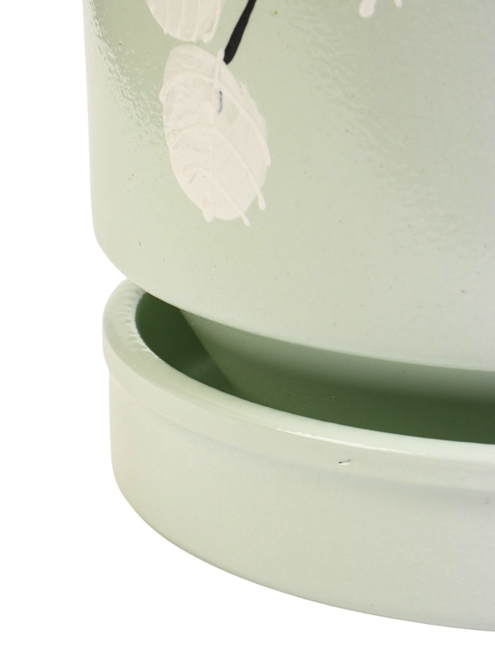 Горшок для цветов «Листья», 3.4 л, d=18.5 см, h=18 см, керамический, с поддоном