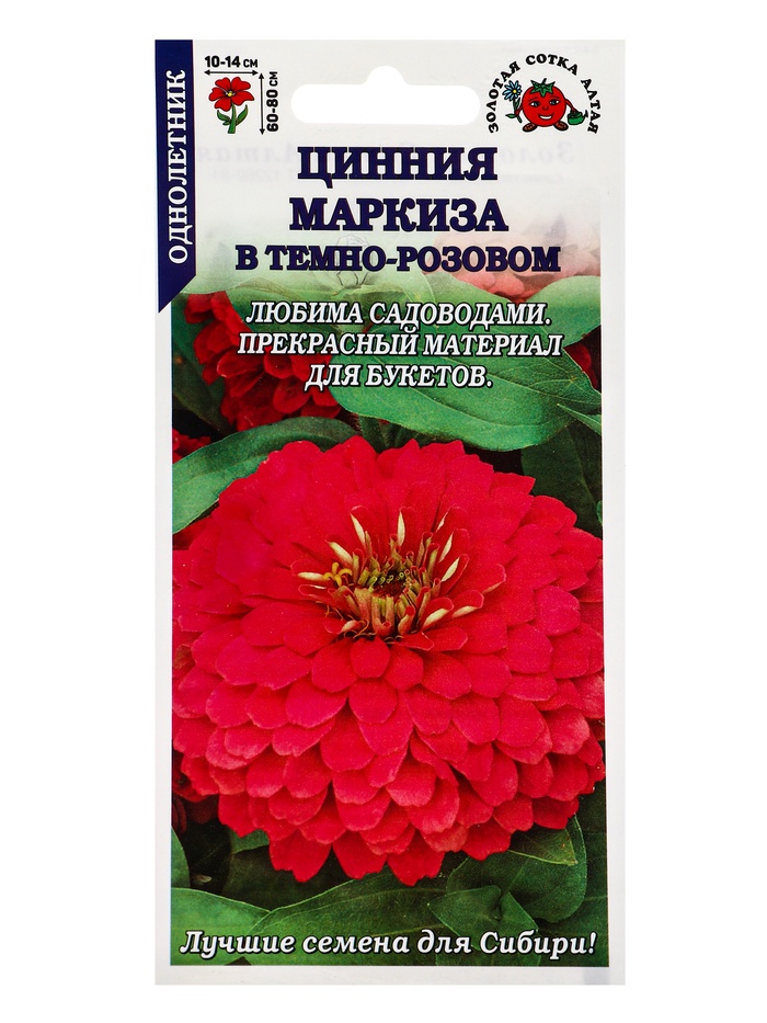 Семена Цинния Маркиза в Темно-розовом /Сотка/ 0,2г/ h-80см, d-15см/*1000