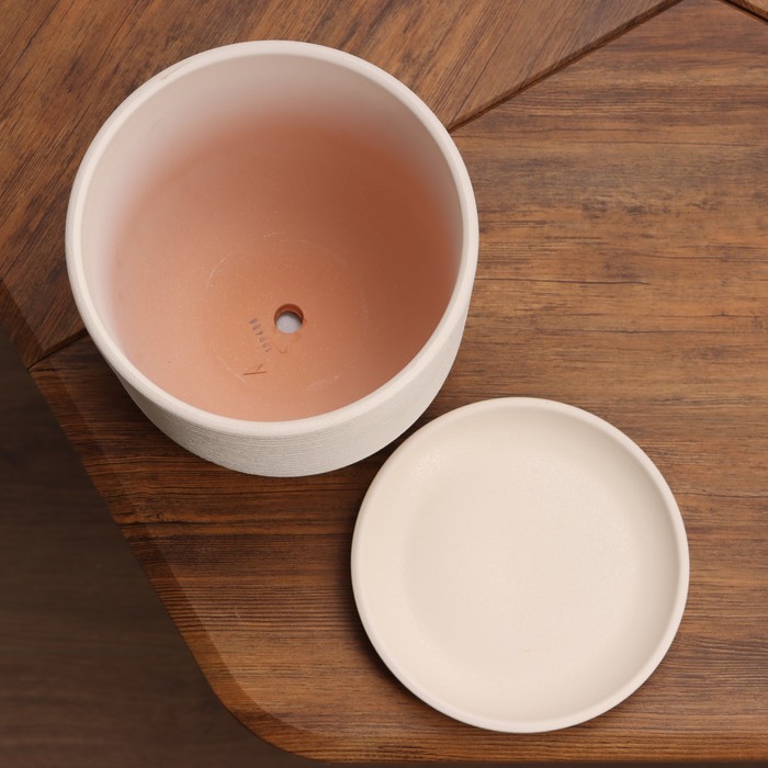 Горшок для цветов «Лоза», 2.9 л, d=18.5 см, h=16 см, керамика, с поддоном, бежевый