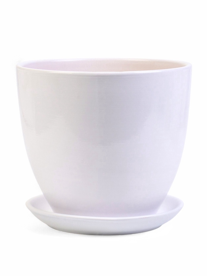 Горшок для цветов «Белый», керамика, с поддоном, набор 4 шт.: 400 мл, 1 л, 2.5 л, 5 л