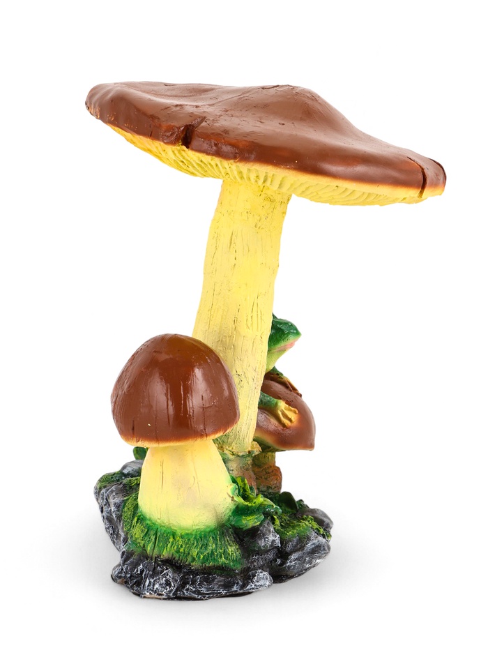 Садовая фигура из полистоуна «Гриб тройной с лягушкой», h=35 см