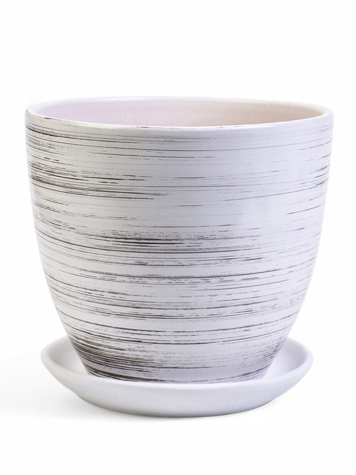 Горшок для цветов «День», 5 л, d=23 см, h=21 см, керамика, с поддоном, белый