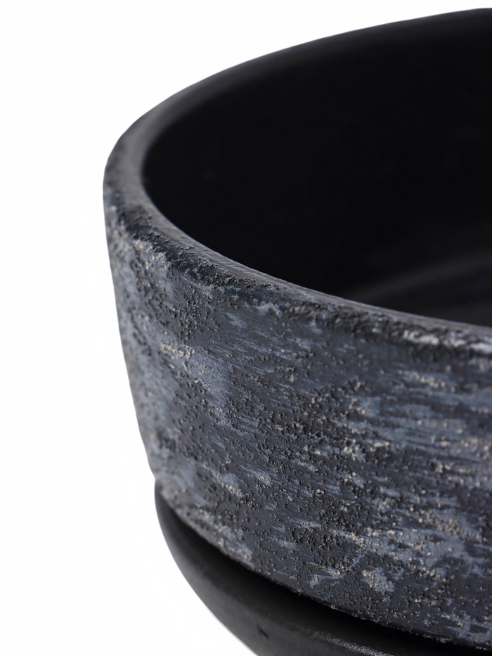 Горшок - бонсайница «Сиде», для кактусов и суккулентов, 600 мл, d=15 см, h=5.5 см, керамика, с поддоном, пепельный