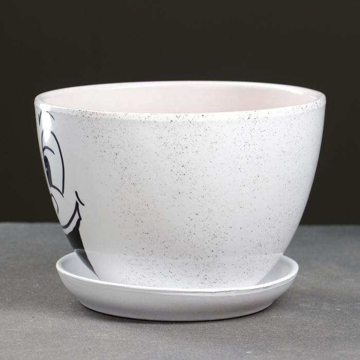 Горшок для цветов «Настроение», 1.65 л, d=17 см, h=13 см, керамический, с поддоном