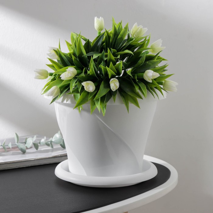 Горшок для цветов с поддоном «Флориана», 2.8 л, d=20 см, h=18.2 см, белый