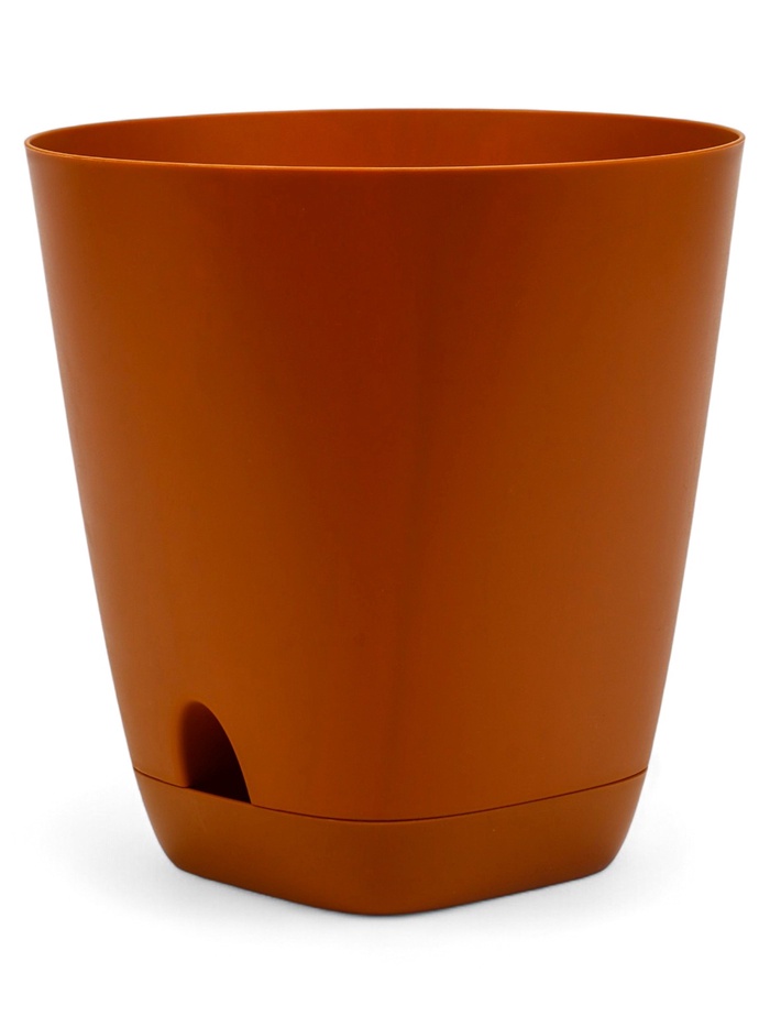 Горшок для цветов «Гранд», 4 л, d=19 см, h=20 см, пластиковый, с прикорневым поливом, коричневый